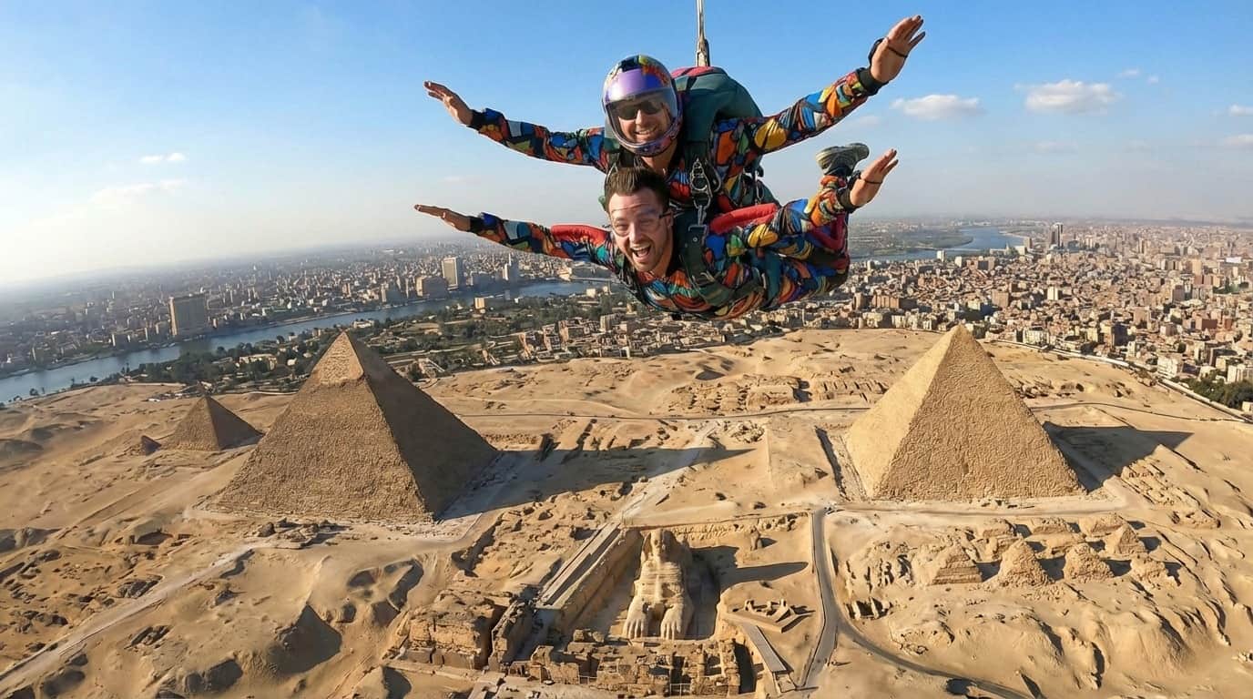 Tandem Skydive: Jumping from a plane with a parachute (Freefall)