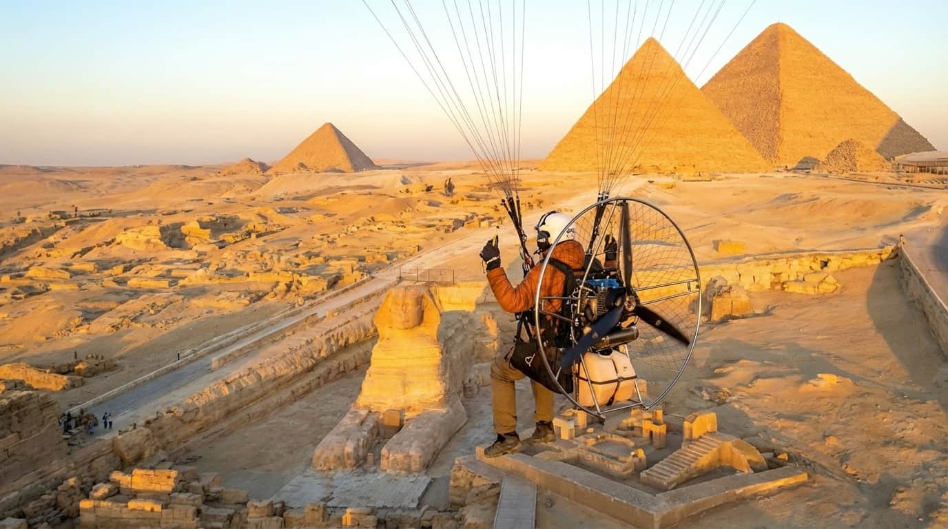 (Motor Light): A powered parachute trike that takes off from the ground (Scenic Flight, no freefall).