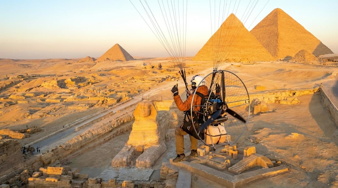 (Motor Light): A powered parachute trike that takes off from the ground (Scenic Flight, no freefall).
